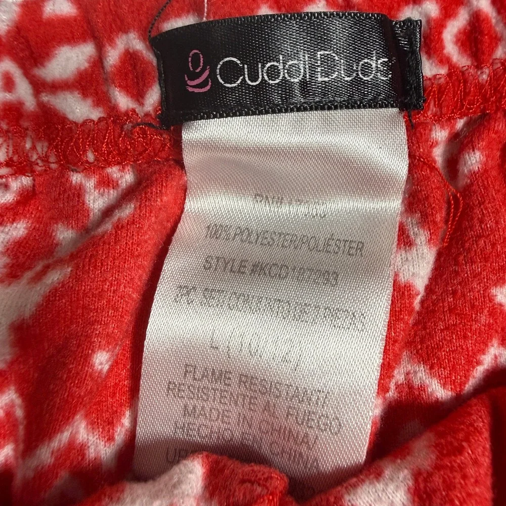 Cuddl Duds Kids Red Fair Isle Reindeer Heart Fleece Pajama Pants Large 10/12